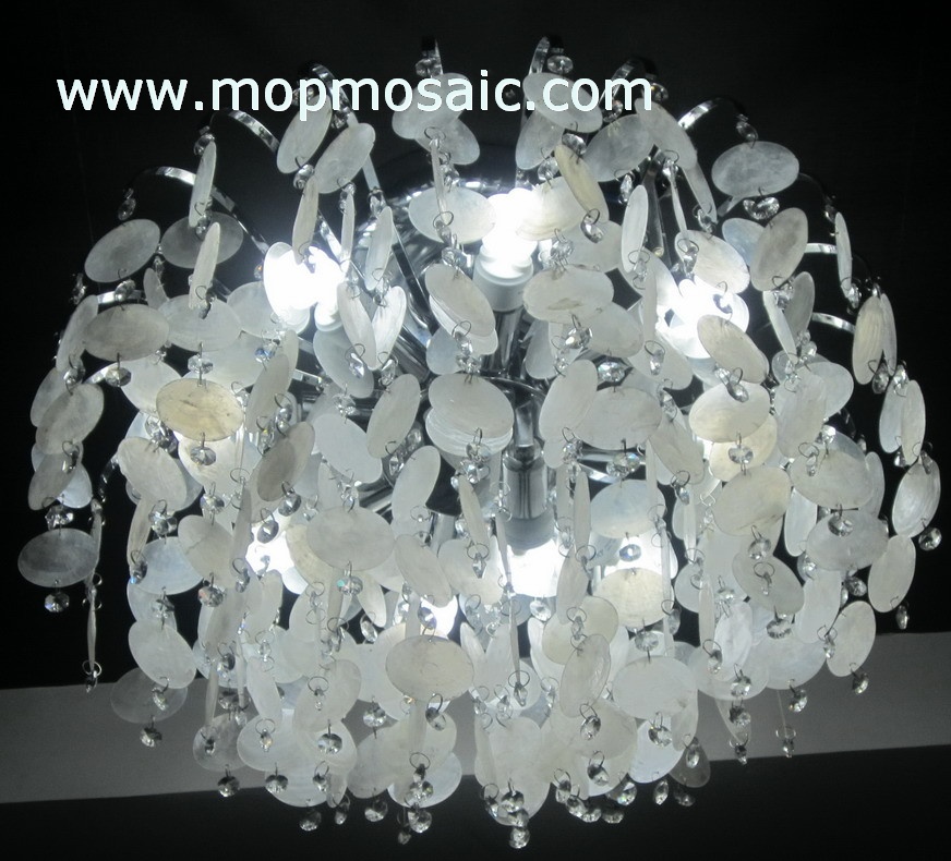 White mother of pearl shell tiles/shell chandelier accessory
