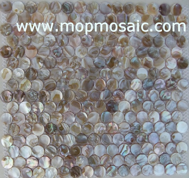 Rainbow dapple color freshwater shell mosaic(Round)