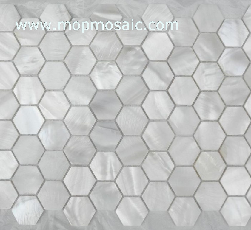 Hexagonal pure white shell mosaic(Straight angle )