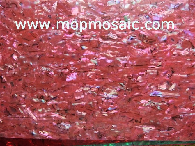 Dyed deep pink paua shell sheet