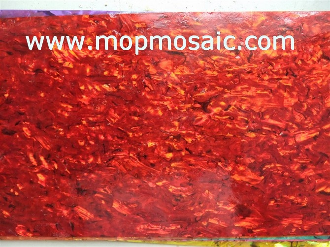 Dyed red australia abalone shell laminate