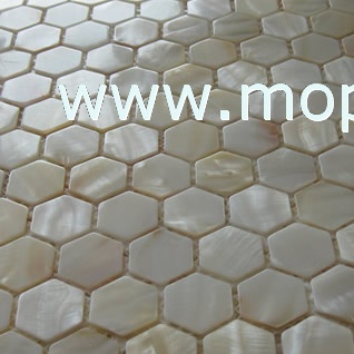 Hexagonal shape White freshwater shell mosaic