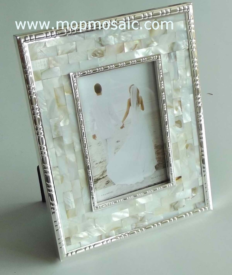 Natural color mother of pearl shell photo frame