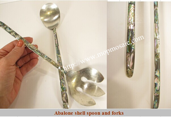 abalone shell forks and spoon
